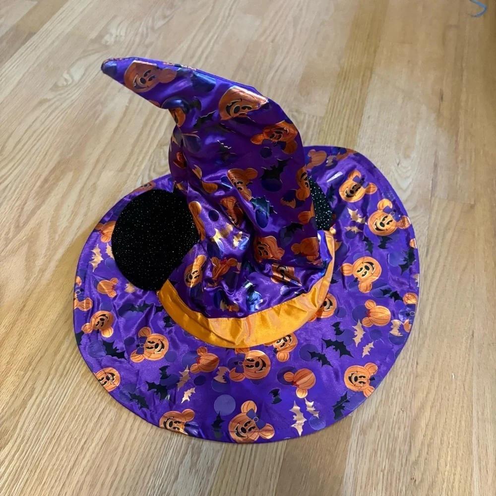 Disney Minnie Mouse Ear Witch Hat Orange Bow Halloween